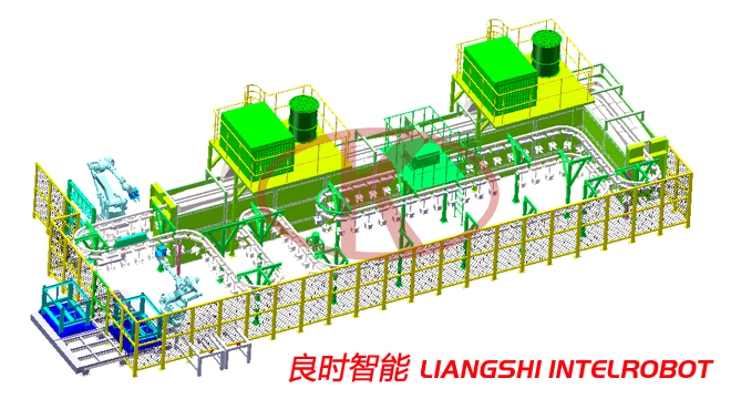 汽車曲軸機(jī)器人輔助上下件全自動(dòng)冷卻線